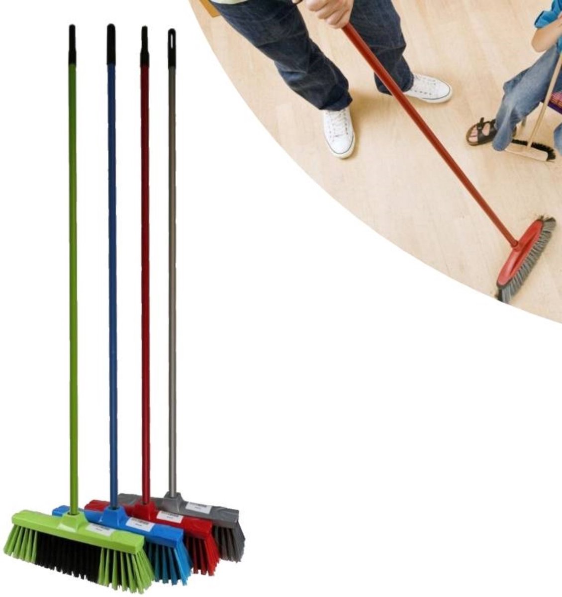 Kamerveger Bezem Zacht met Steel 130 cm