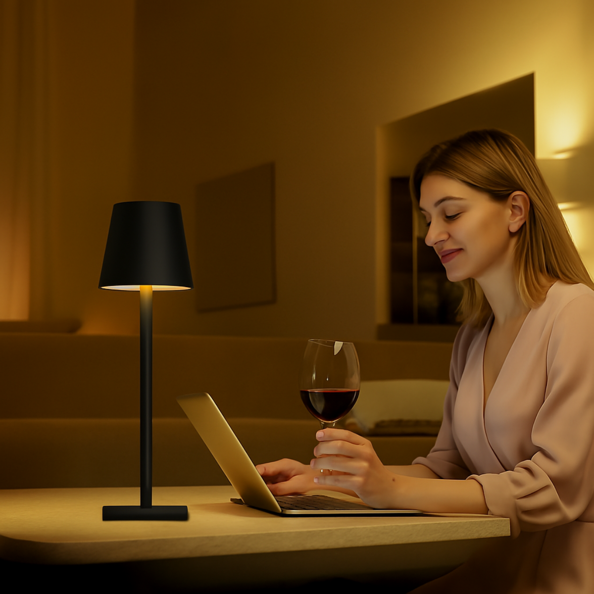 2 Stuks - Oplaadbare Tafellamp - Dimbaar - Waterdicht - 38CM - Zwart - Dutch Standard