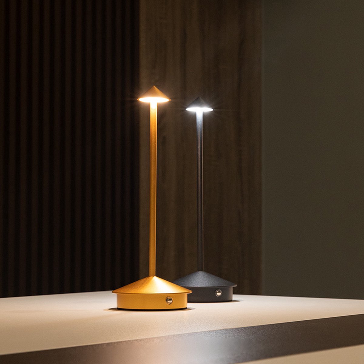 Lampe de table rechargeable - Intensité réglable - Étanche - 29 cm - Noire - Norme néerlandaise