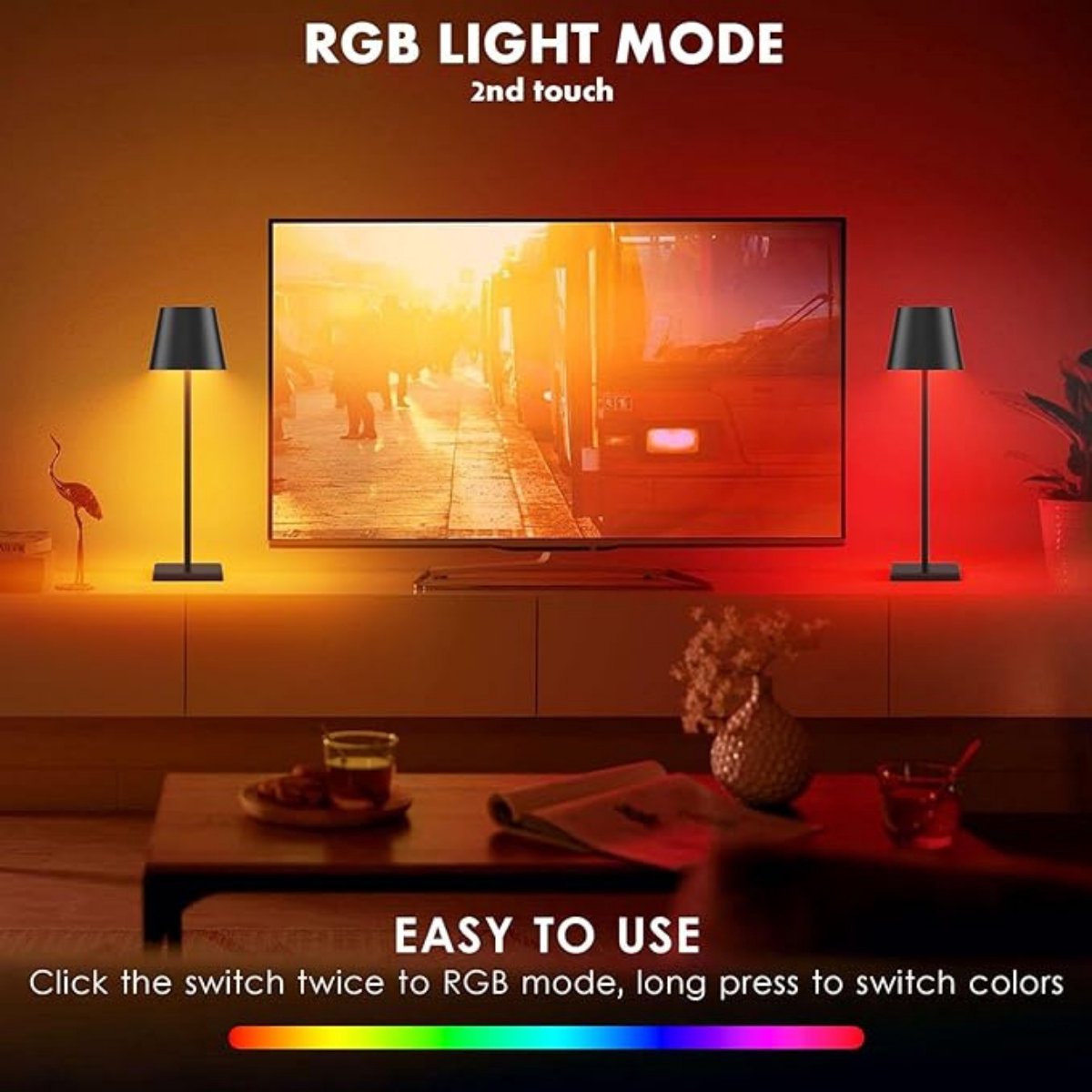Lampe de table rechargeable - RGBWW - Intensité réglable - Étanche - 38 cm - Noire - Norme néerlandaise