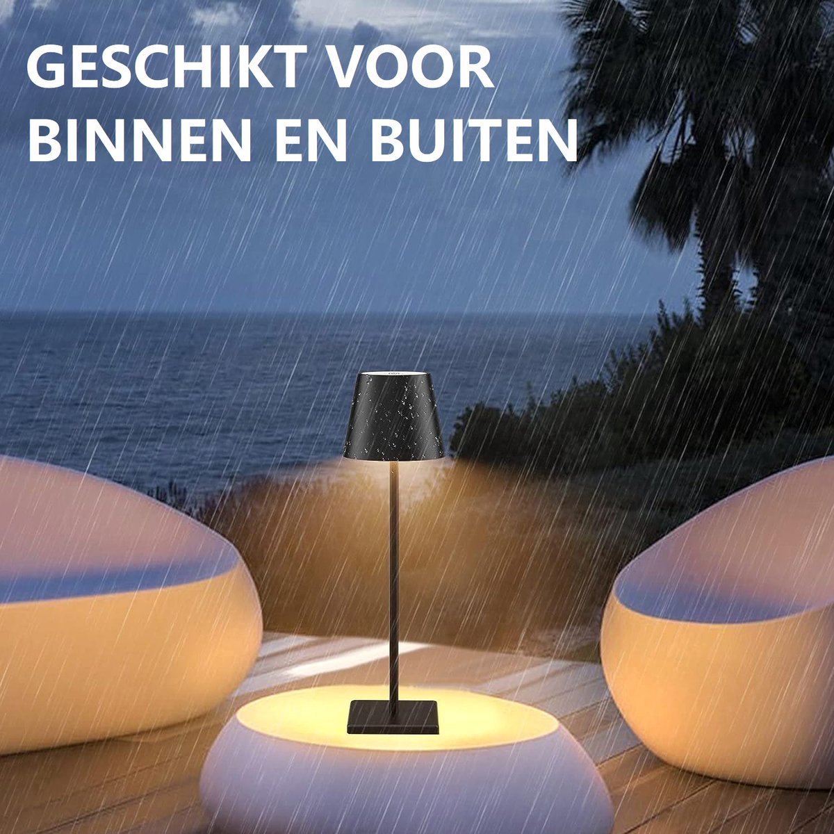 Lampe de table rechargeable noire étanche, lampe de bureau à intensité variable, 38 cm (lot de 6)
