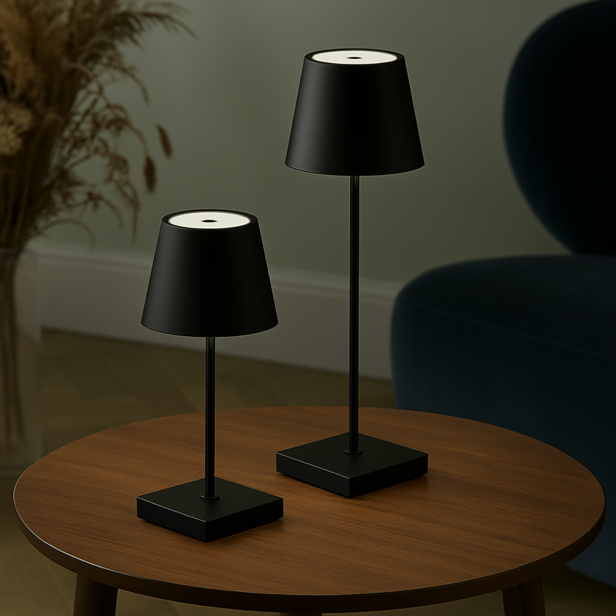 2 Stuks - Oplaadbare Tafellamp - Dimbaar - Waterdicht - 38CM - Zwart - Dutch Standard
