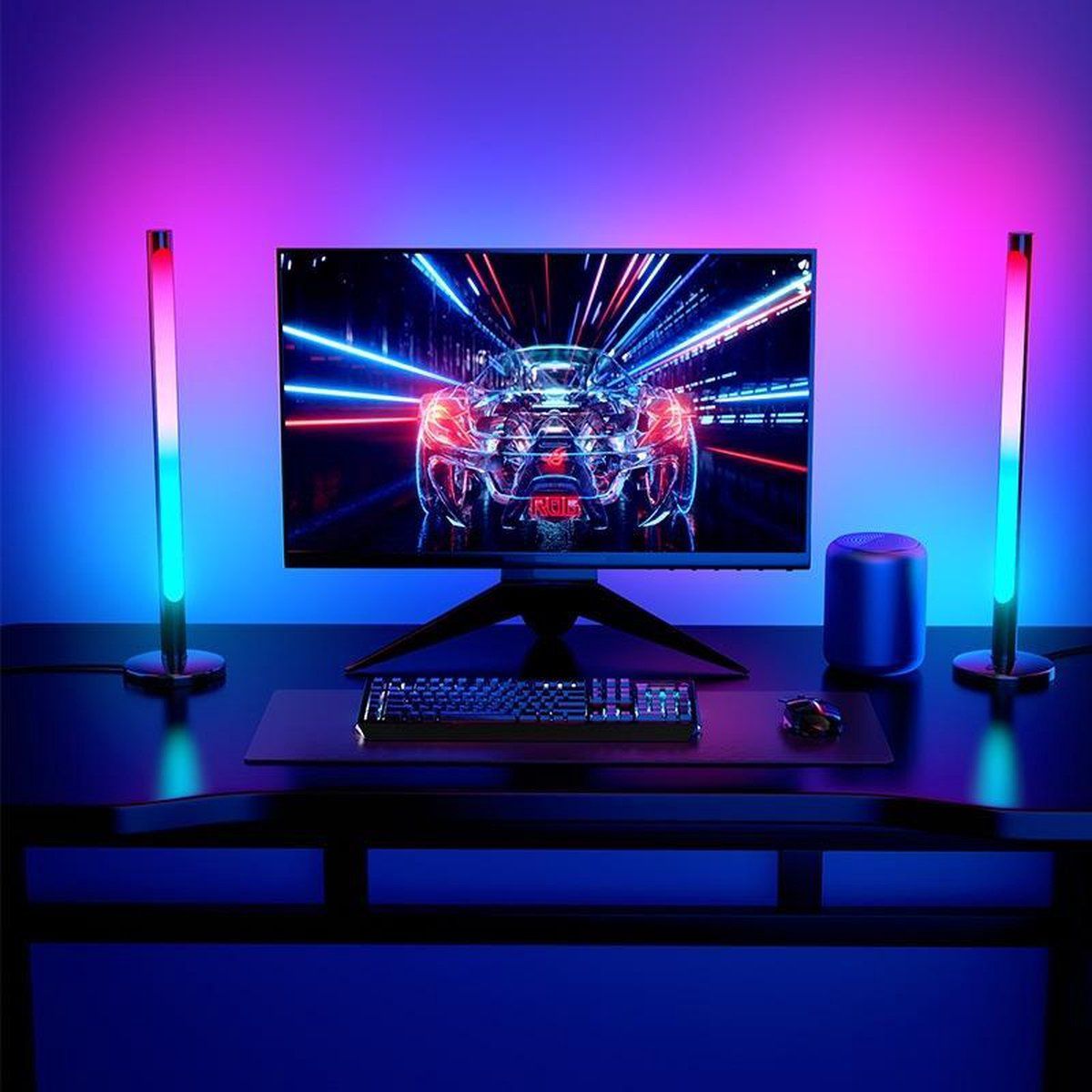 Barre lumineuse LED, lampe de bureau RGBICWW, WiFi + Bluetooth, 38 cm