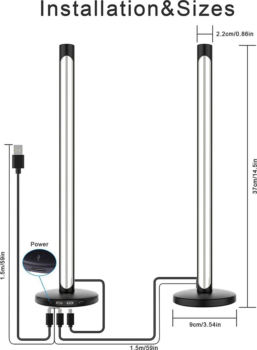 Barre lumineuse LED, lampe de bureau RGBICWW, WiFi + Bluetooth, 38 cm