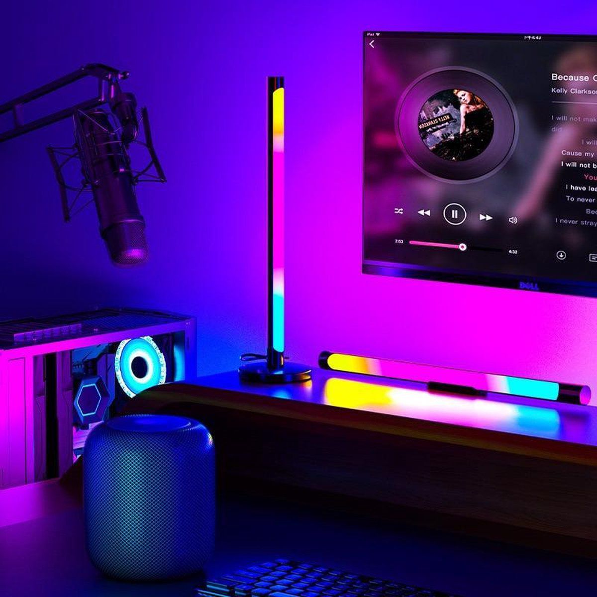Barre lumineuse LED, lampe de bureau RGBICWW, WiFi + Bluetooth, 38 cm