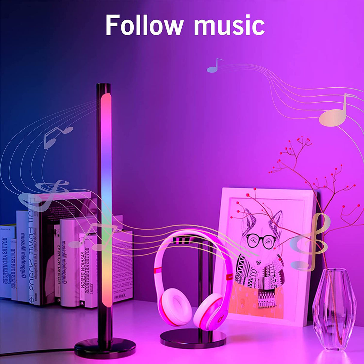 Barre lumineuse LED, lampe de bureau RGBICWW, WiFi + Bluetooth, 38 cm
