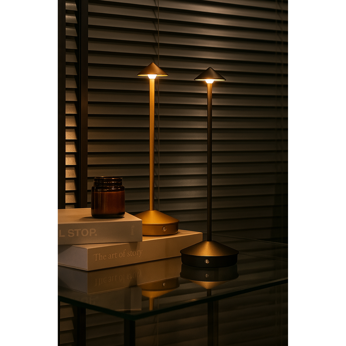 2 Stuks - Oplaadbare Tafellamp - Dimbaar - Waterdicht - 29CM - Zwart - Dutch Standard