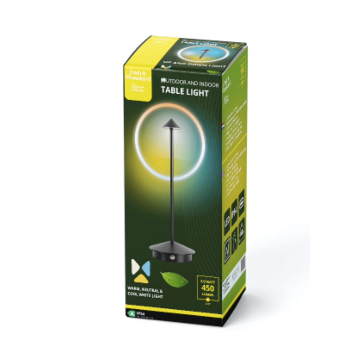 Lampe de table rechargeable - Intensité réglable - Étanche - 29 cm - Noire - Norme néerlandaise