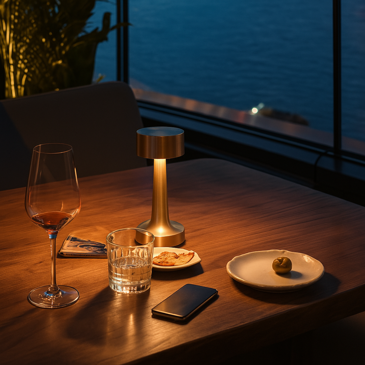 Lot de 2 lampes de table rechargeables, à intensité variable, étanches, 21 cm, dorées, conformes aux normes néerlandaises.