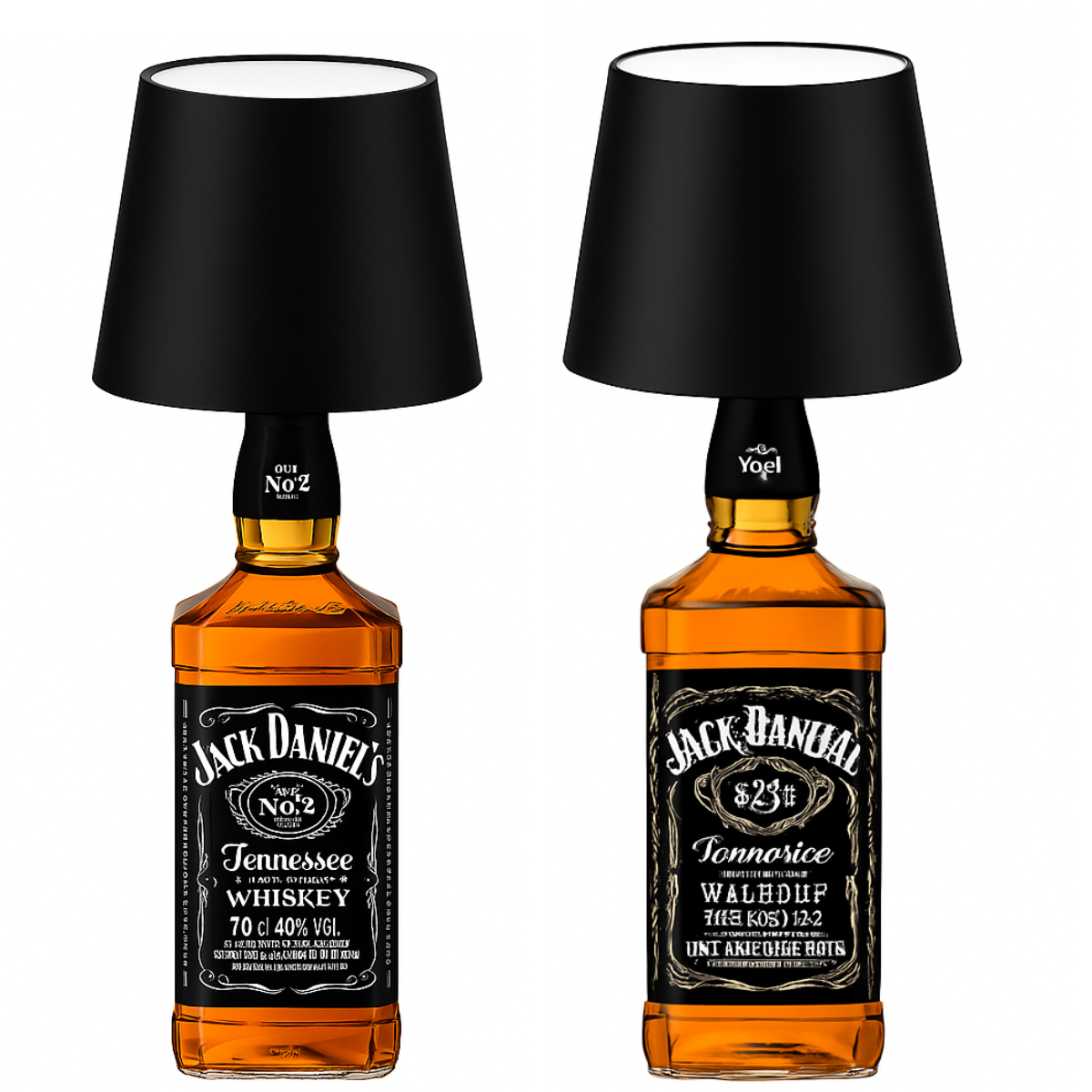 Lot de 2 lampes rechargeables pour bouteilles - Lampe de table à intensité variable - Aluminium - Noir - Norme néerlandaise