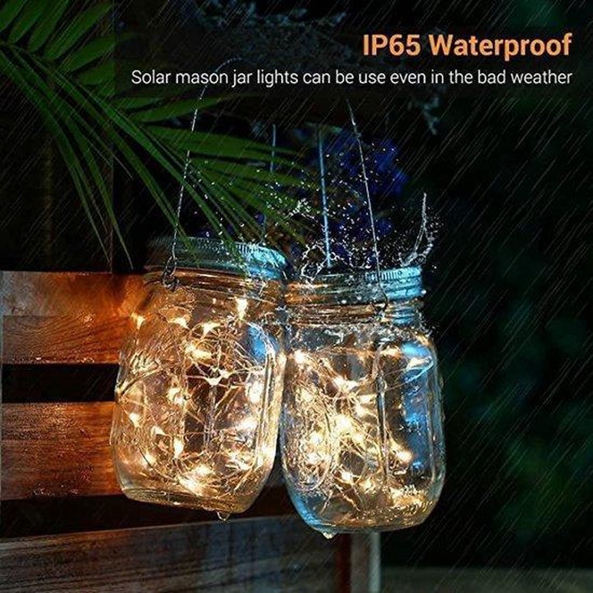 Lot de 2 lampes solaires de jardin - Lampes solaires LED pour bocaux Weck en verre étanches, alimentées à l'énergie solaire