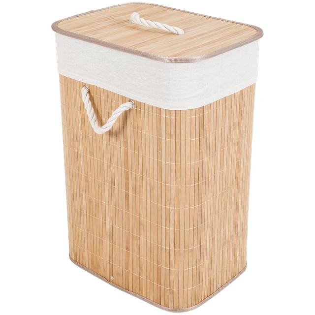 Panier à linge en bambou marron 65 L