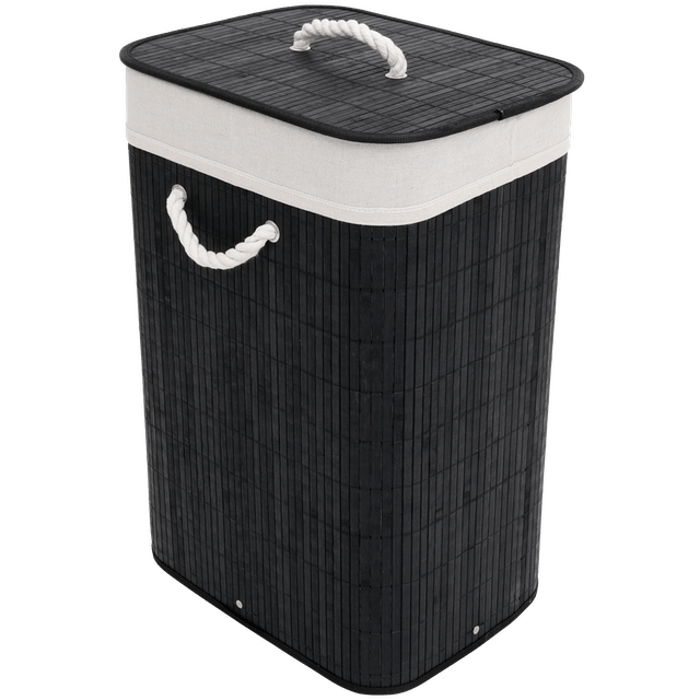 Panier à linge en bambou noir 65 L