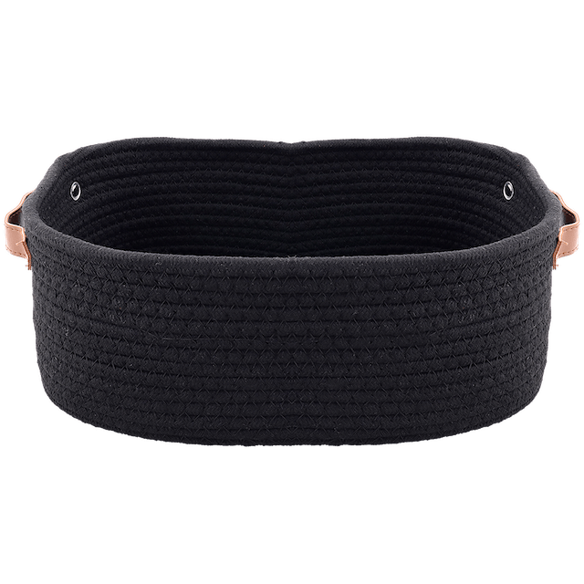 Panier de rangement noir avec poignées contrastées