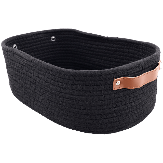 Panier de rangement noir avec poignées contrastées