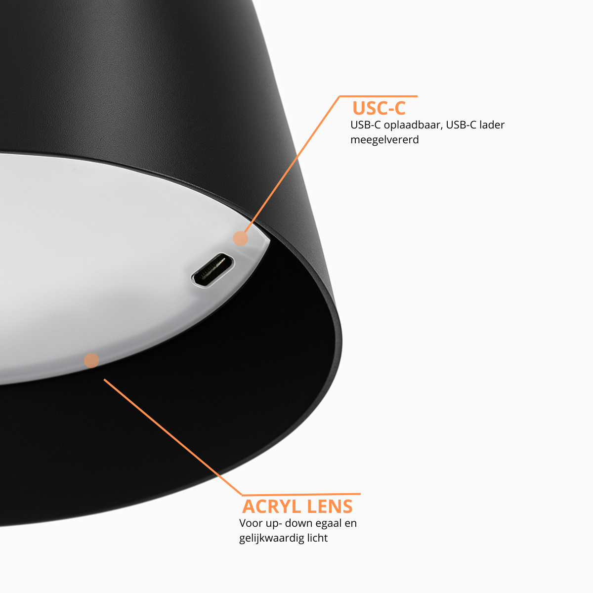 2 Stuks - Oplaadbare Tafellamp - Dimbaar - Waterdicht - 38CM - Zwart - Dutch Standard
