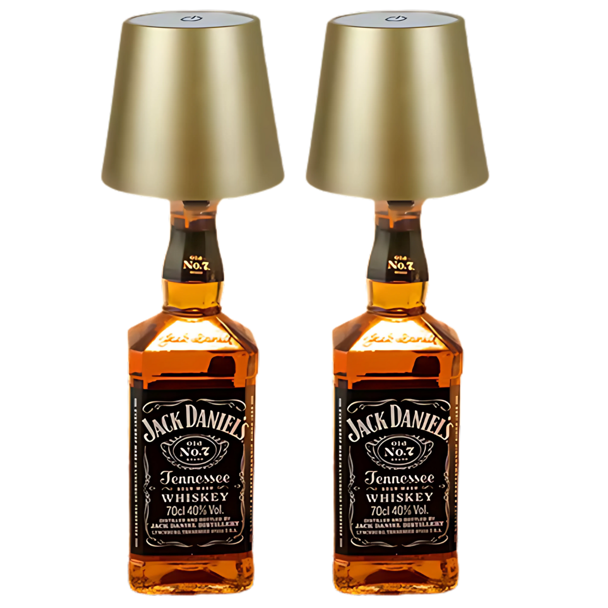 Lot de 2 lampes rechargeables pour bouteilles - Lampe de table à intensité variable - Aluminium - Doré - Norme néerlandaise