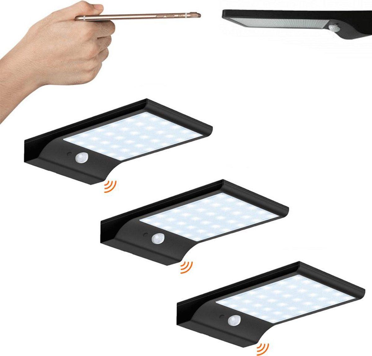Lot de 3 lampes LED d'extérieur à détecteur de mouvement et énergie solaire Aby