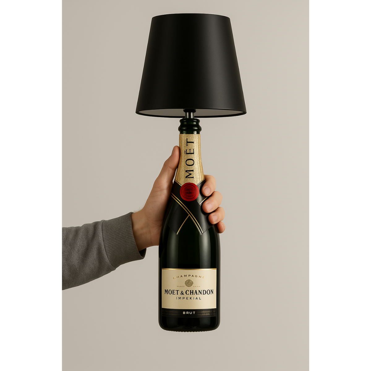 Lampe bouteille rechargeable - Lampe de table à intensité variable - Aluminium - Étanche - Noir - Norme néerlandaise