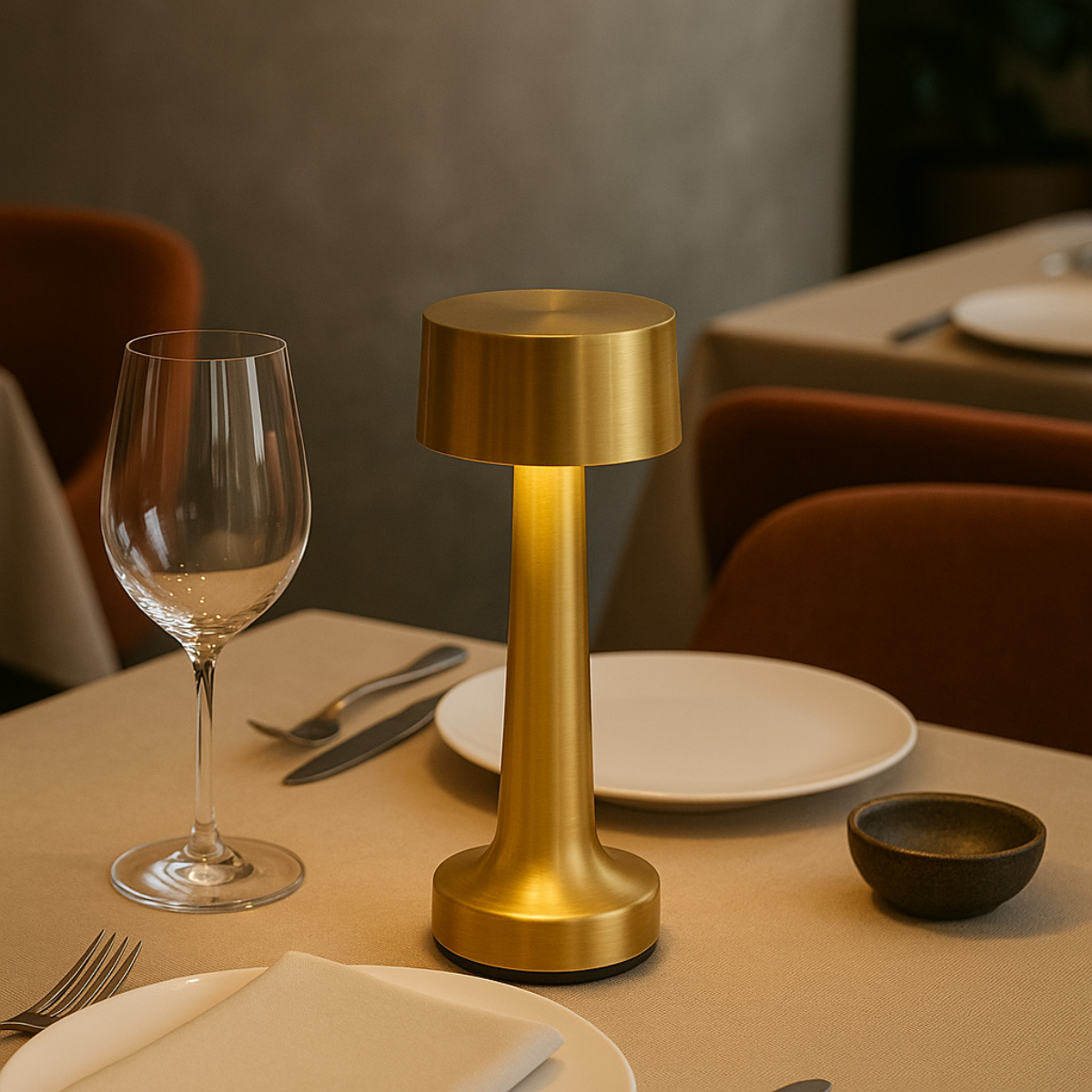 Lot de 2 lampes de table rechargeables, à intensité variable, étanches, 21 cm, dorées, conformes aux normes néerlandaises.
