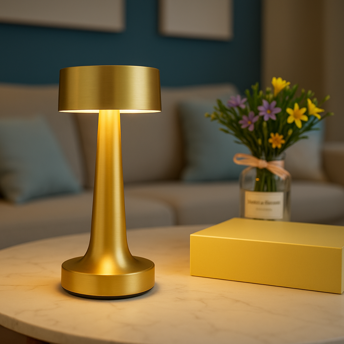 Lot de 2 lampes de table rechargeables, à intensité variable, étanches, 21 cm, dorées, conformes aux normes néerlandaises.