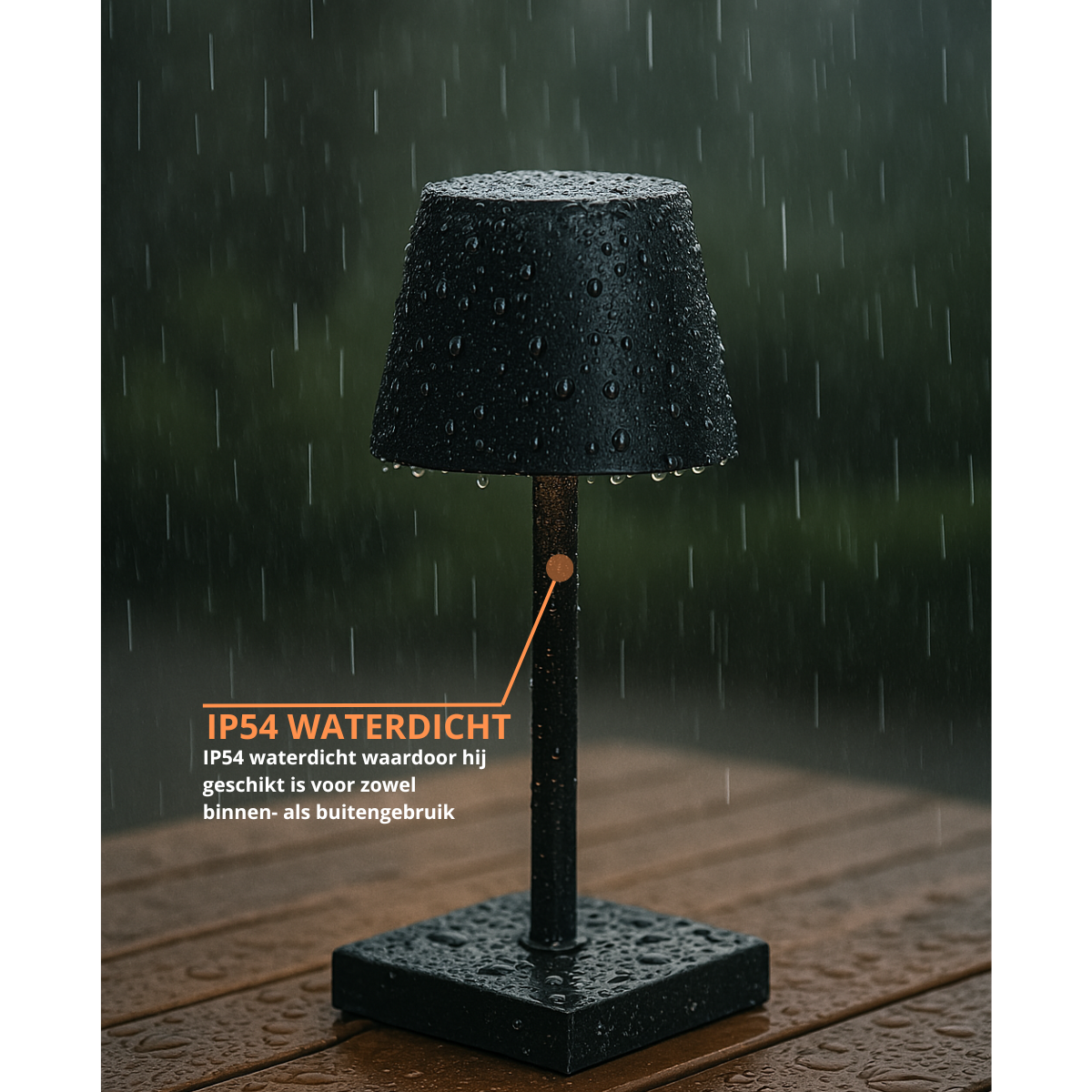 Oplaadbare Tafellamp - Dimbaar - Waterdicht - 26CM - Zwart - Dutch Standard