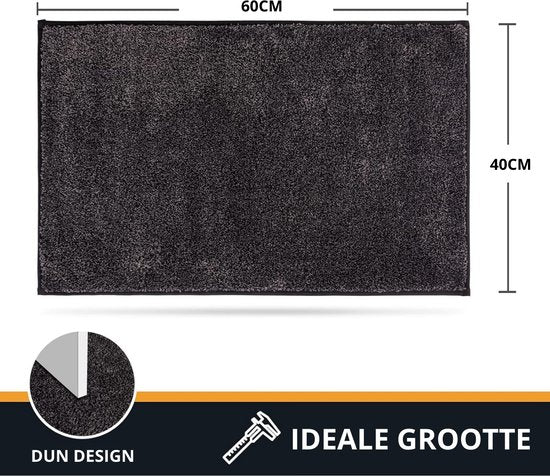Deurmat Schoonloopmat Droogloopmat voor Binnen 60 x 40 antraciet Anti slip