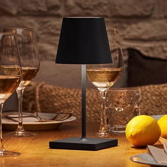 Oplaadbare Tafellamp Zwart Bureaulamp Dimbaar 26CM 2 stuks