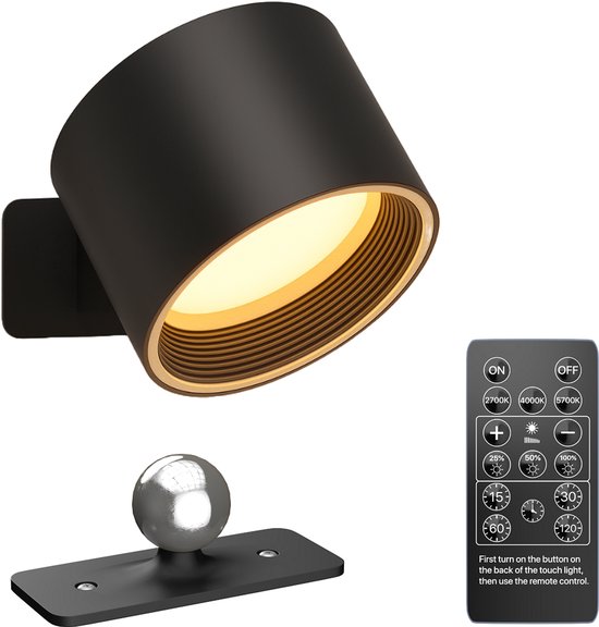 Applique murale - Rechargeable - Intensité réglable - Avec télécommande