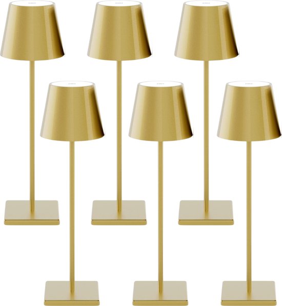 Lampe de table rechargeable dorée, étanche, à intensité variable, 38 cm (lot de 6)