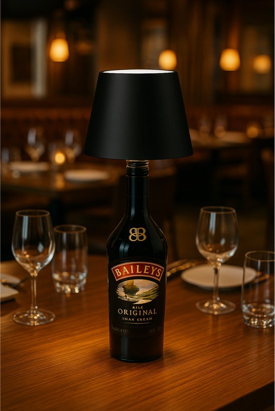 Lampe bouteille rechargeable - Lampe de table à intensité variable - Aluminium - Étanche - Noir - Norme néerlandaise