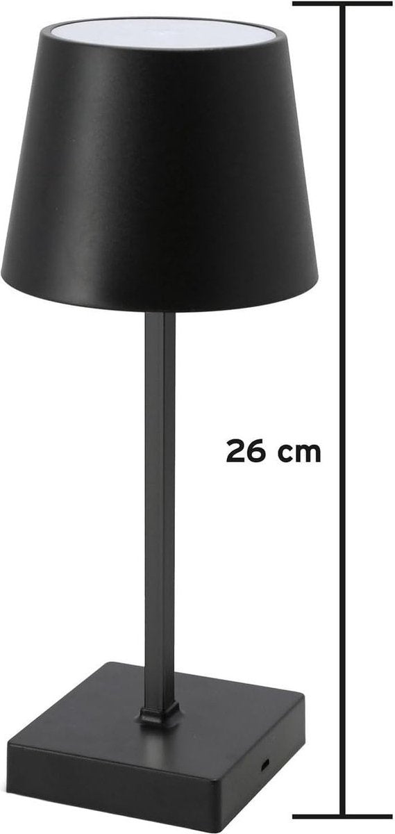 Oplaadbare Tafellamp Zwart Bureaulamp Dimbaar 26CM 2 stuks