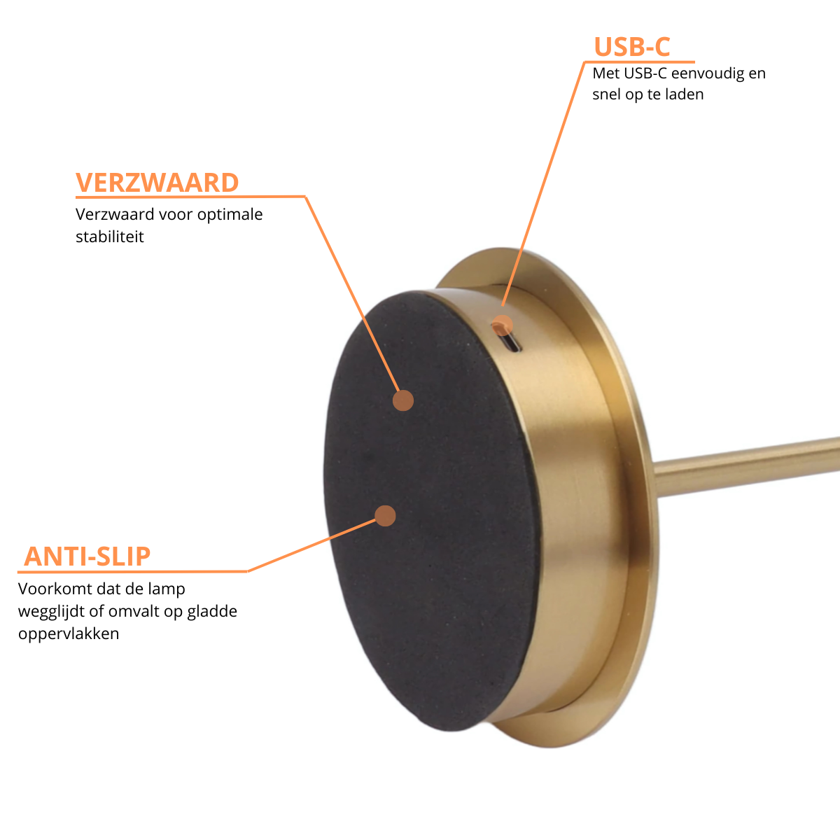 Lot de 2 lampes de table rechargeables, à intensité variable, étanches, 29 cm, dorées, conformes aux normes néerlandaises.