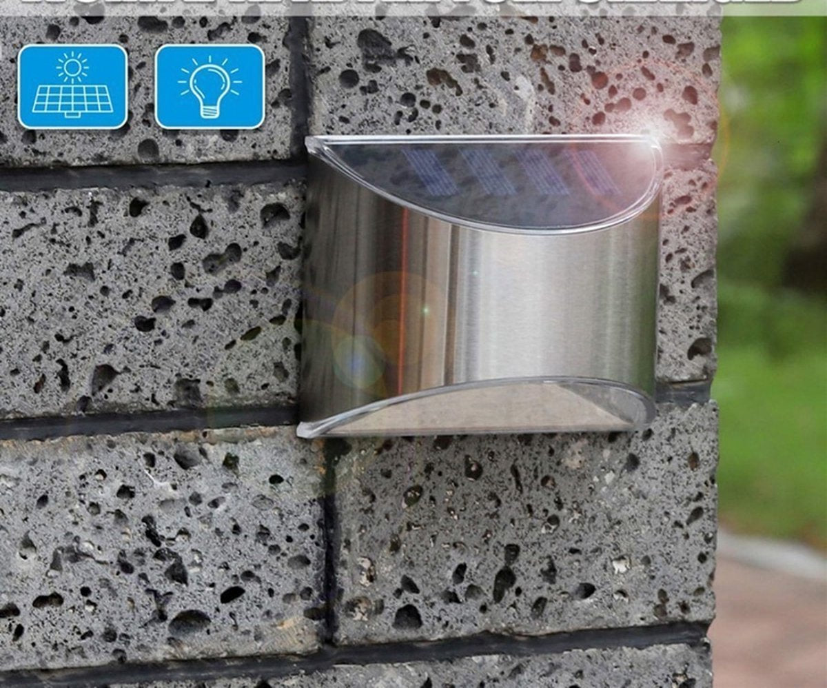 6 Stuks LED Buitenlamp Zonne-Energie RVS Sino