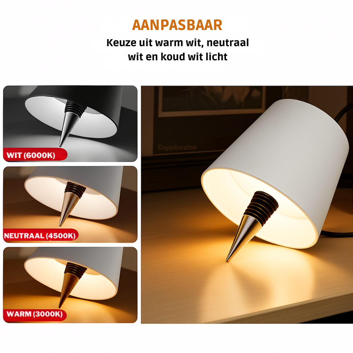 Lot de 2 lampes rechargeables pour bouteilles - Lampe de table à intensité variable - Aluminium - Étanche - Blanc - Norme néerlandaise