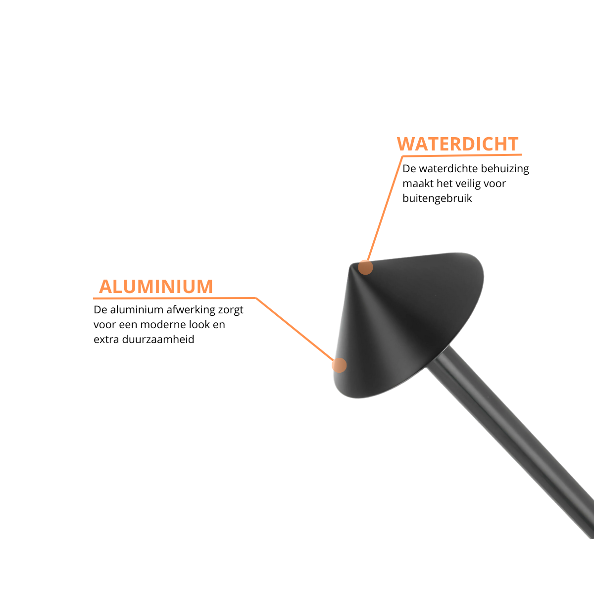 Lampe de table rechargeable - Intensité réglable - Étanche - 29 cm - Noire - Norme néerlandaise