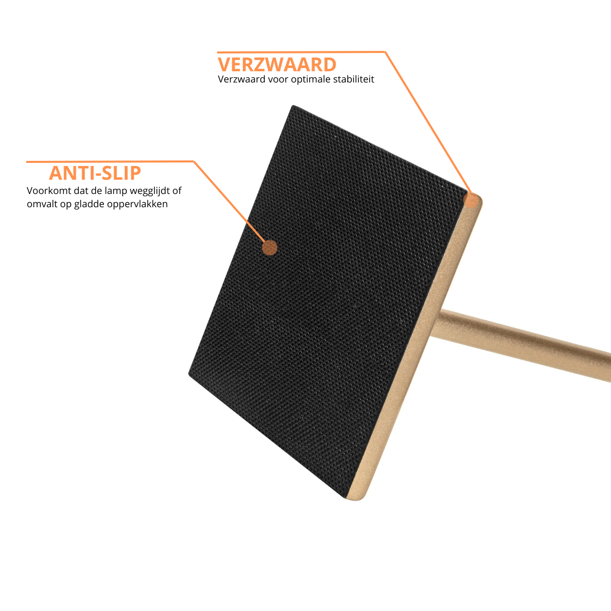 2 Stuks - Oplaadbare Tafellamp - Dimbaar - Waterdicht - 38CM - Goud - Dutch Standard