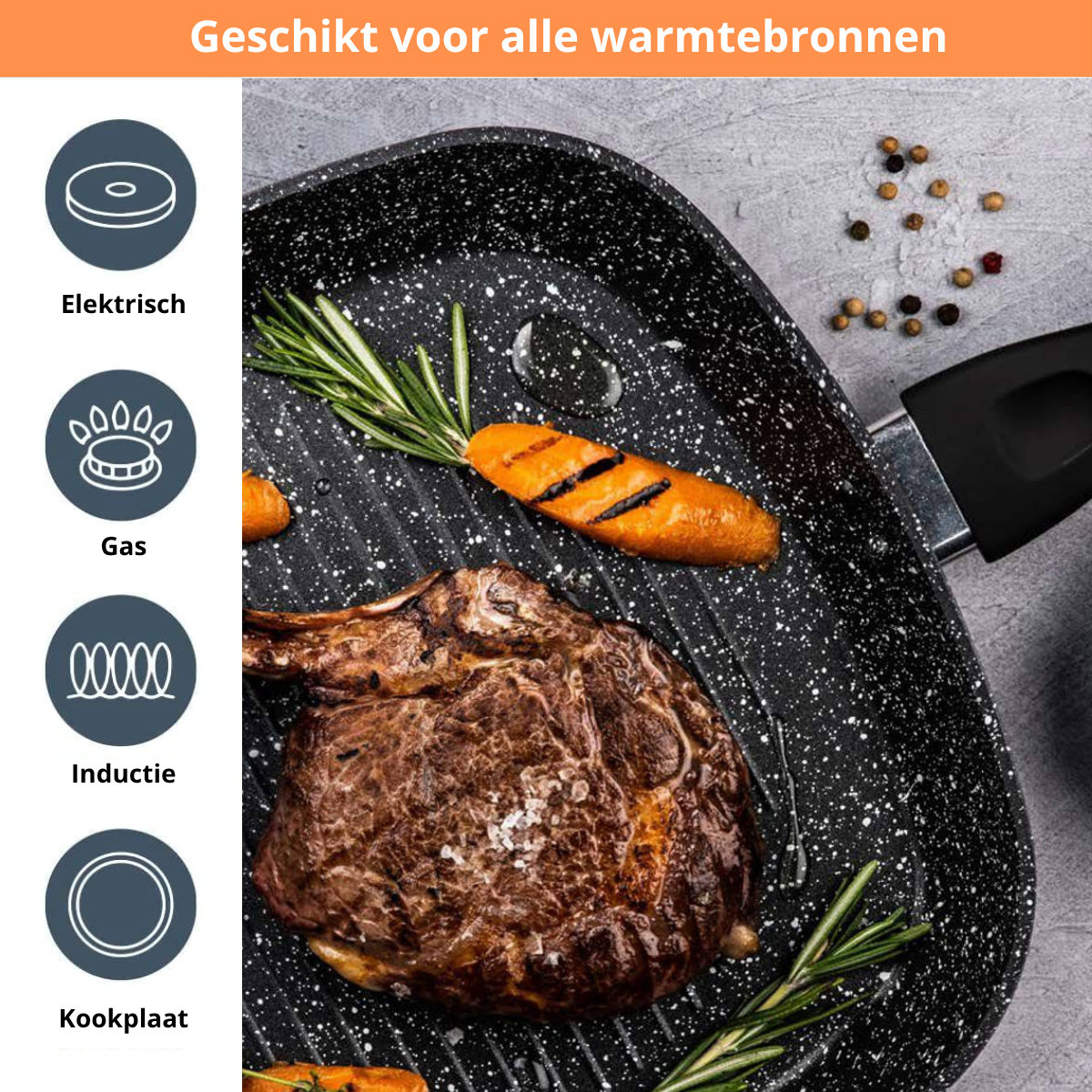 Grillpfanne 24 cm – Antihaftbeschichtung – PFAS-frei