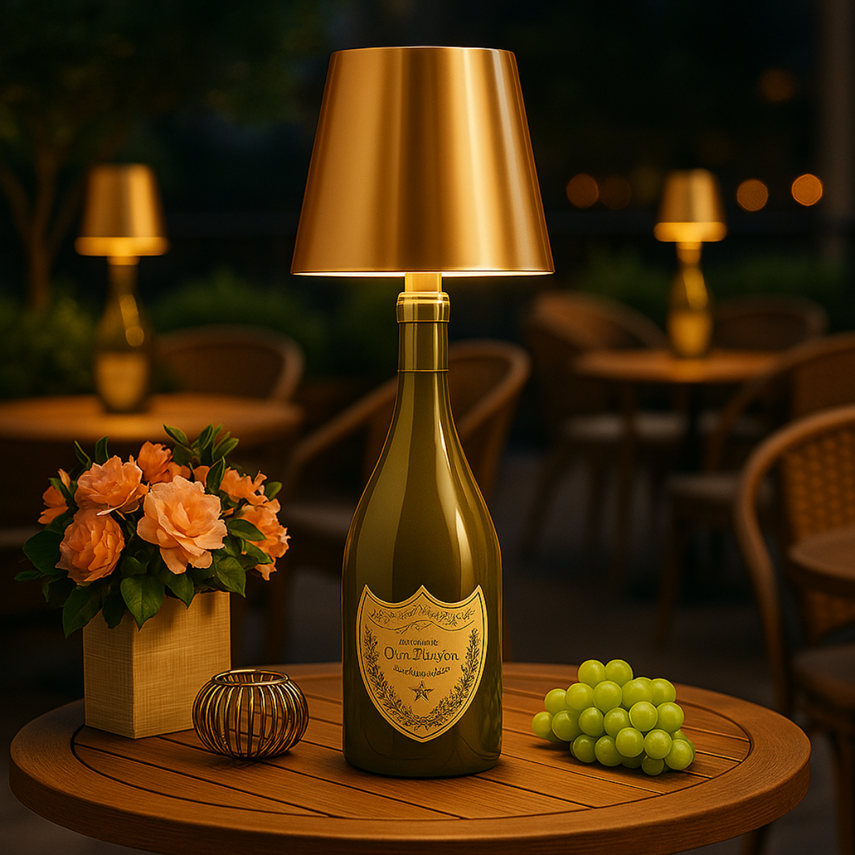Lot de 2 lampes rechargeables pour bouteilles - Lampe de table à intensité variable - Aluminium - Étanche - Doré - Norme néerlandaise