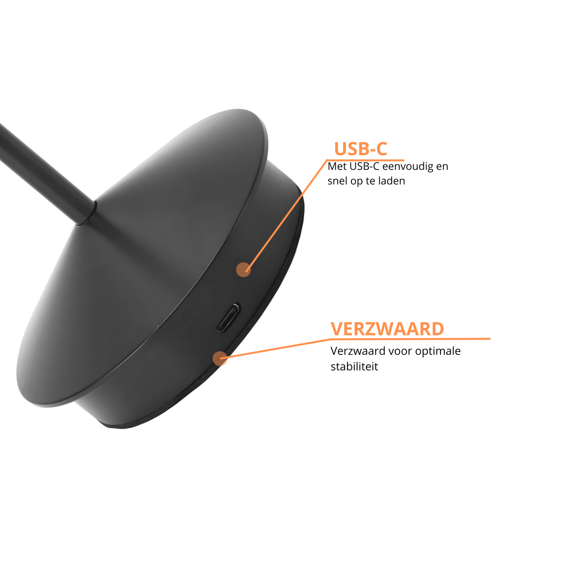 2 Stuks - Oplaadbare Tafellamp - Dimbaar - Waterdicht - 29CM - Zwart - Dutch Standard