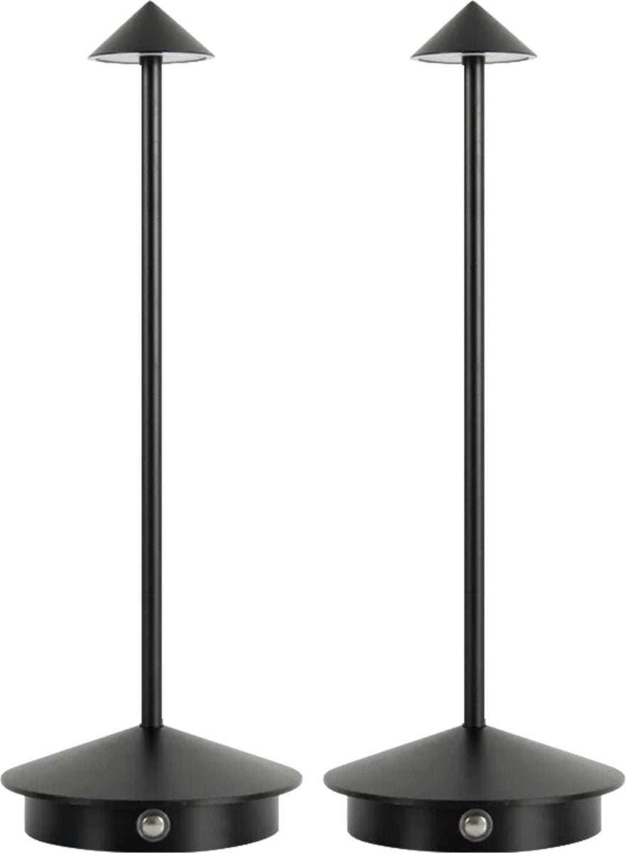 2 Stuks - Oplaadbare Tafellamp - Dimbaar - Waterdicht - 29CM - Zwart - Dutch Standard