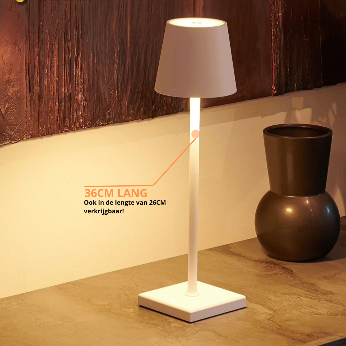 Oplaadbare Tafellamp - Dimbaar - Waterdicht - 38CM - Wit- Dutch Standard