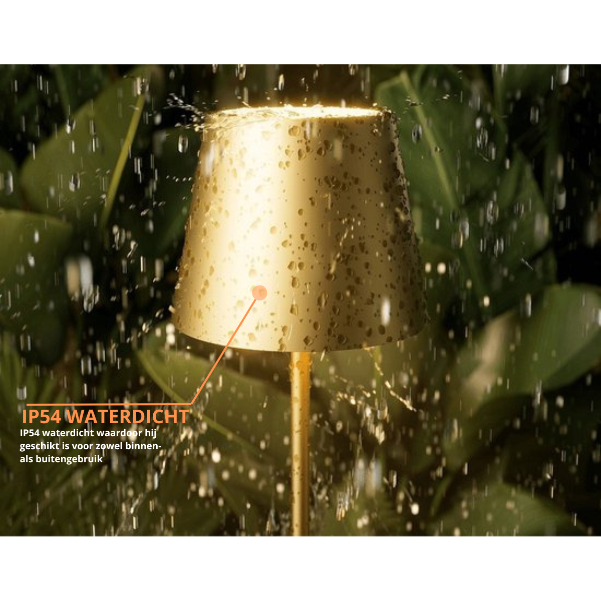 Lampe de table rechargeable - Intensité réglable - Étanche - 26 cm - Or - Norme néerlandaise
