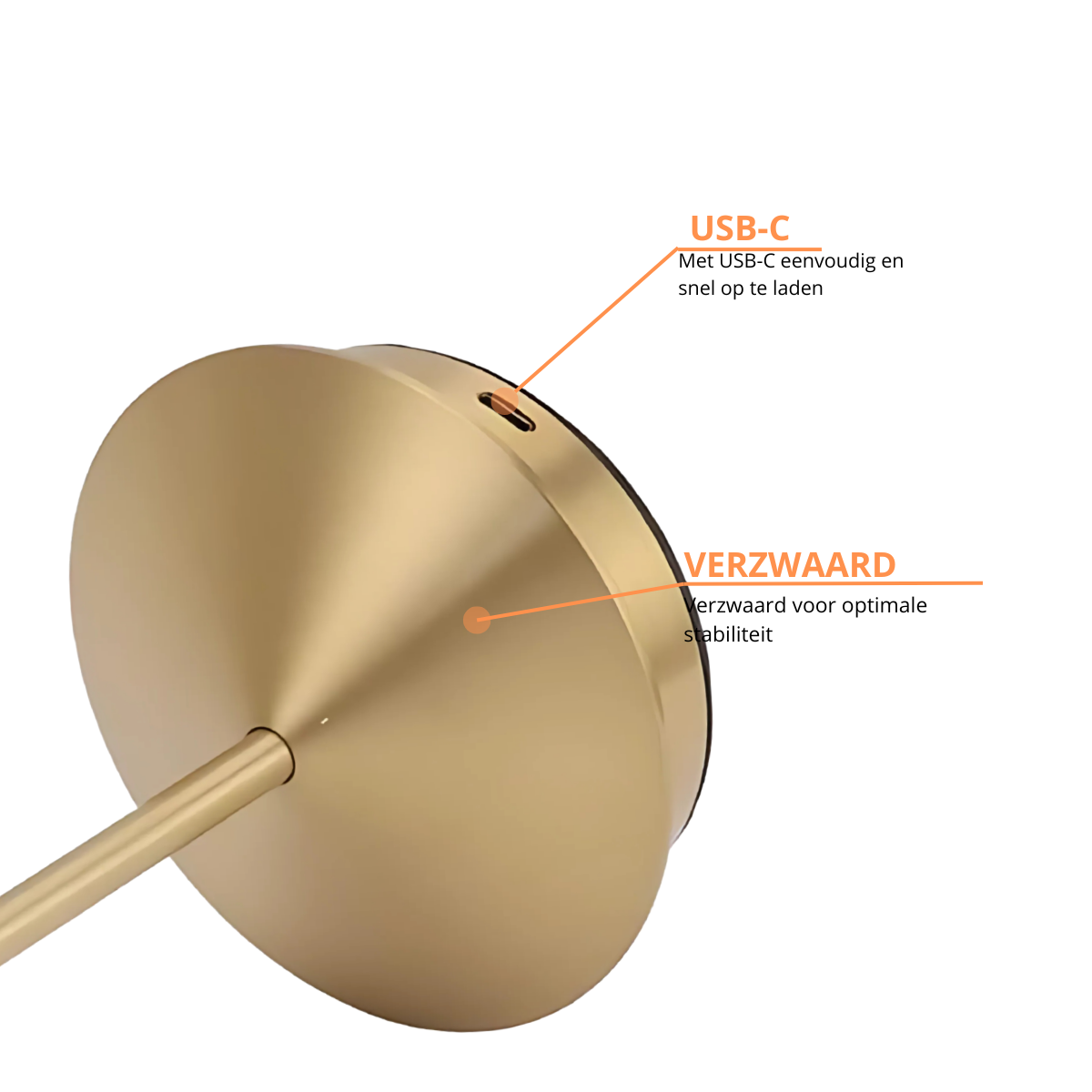 Lot de 2 lampes de table rechargeables, à intensité variable, étanches, 29 cm, dorées, conformes aux normes néerlandaises.