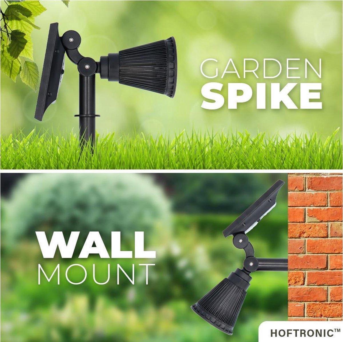Éclairage extérieur solaire pour jardin, lampe 2 en 1 à piquer, spot au sol et applique murale