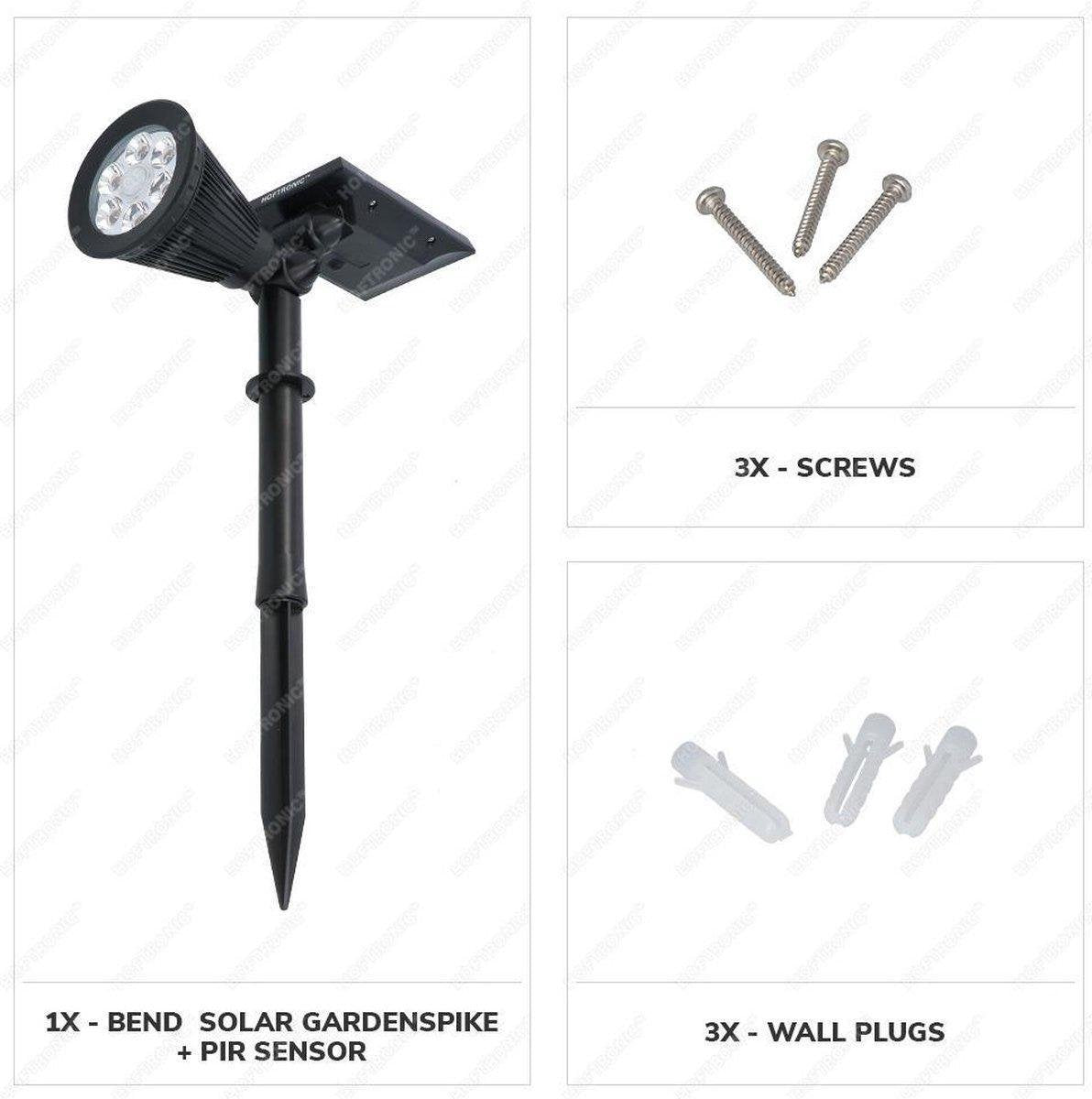 Éclairage extérieur solaire pour jardin, lampe 2 en 1 à piquer, spot au sol et applique murale