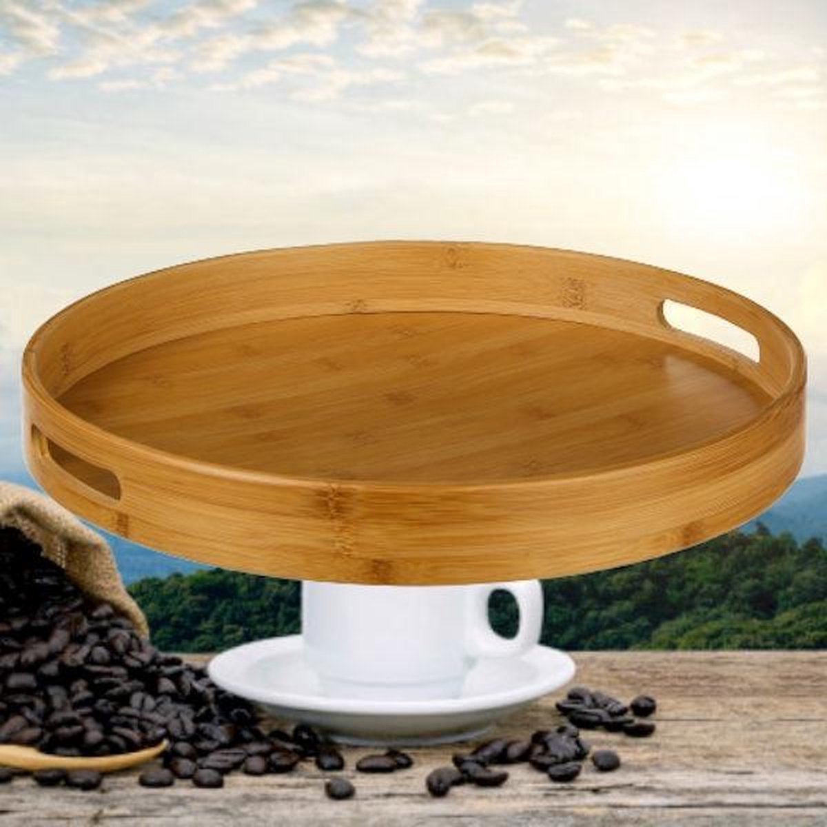 Bambustablett Braun Ø 30 cm