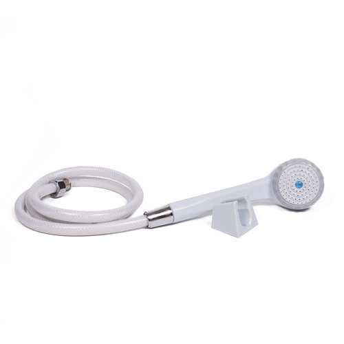 Pommeau de douche et flexible blancs