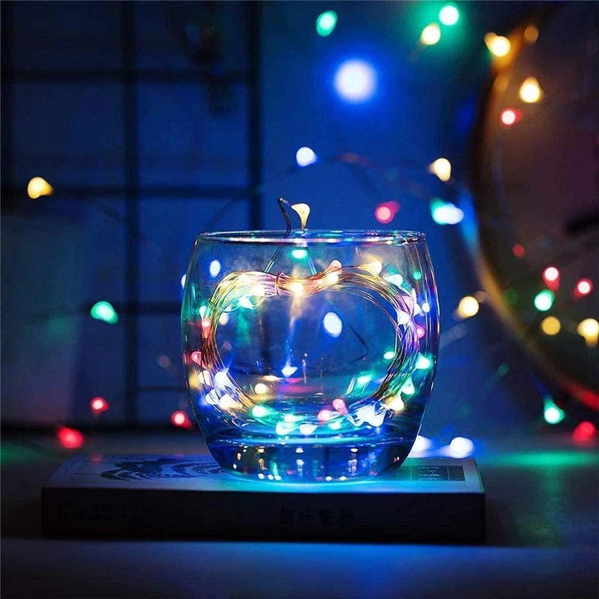 Guirlande lumineuse féérique à LED de 5 m avec 100 LED multicolores, fonctionnant sur piles, pour une ambiance romantique et lumineuse, idéale pour Noël.