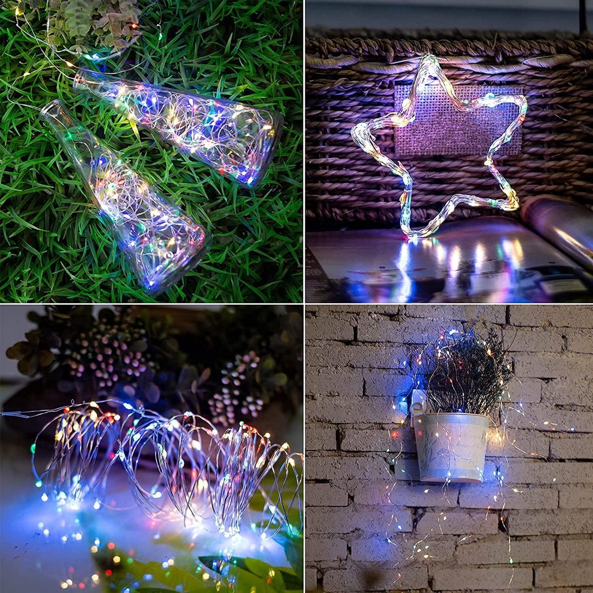 Guirlande lumineuse féérique à LED de 5 m avec 100 LED multicolores, fonctionnant sur piles, pour une ambiance romantique et lumineuse, idéale pour Noël.